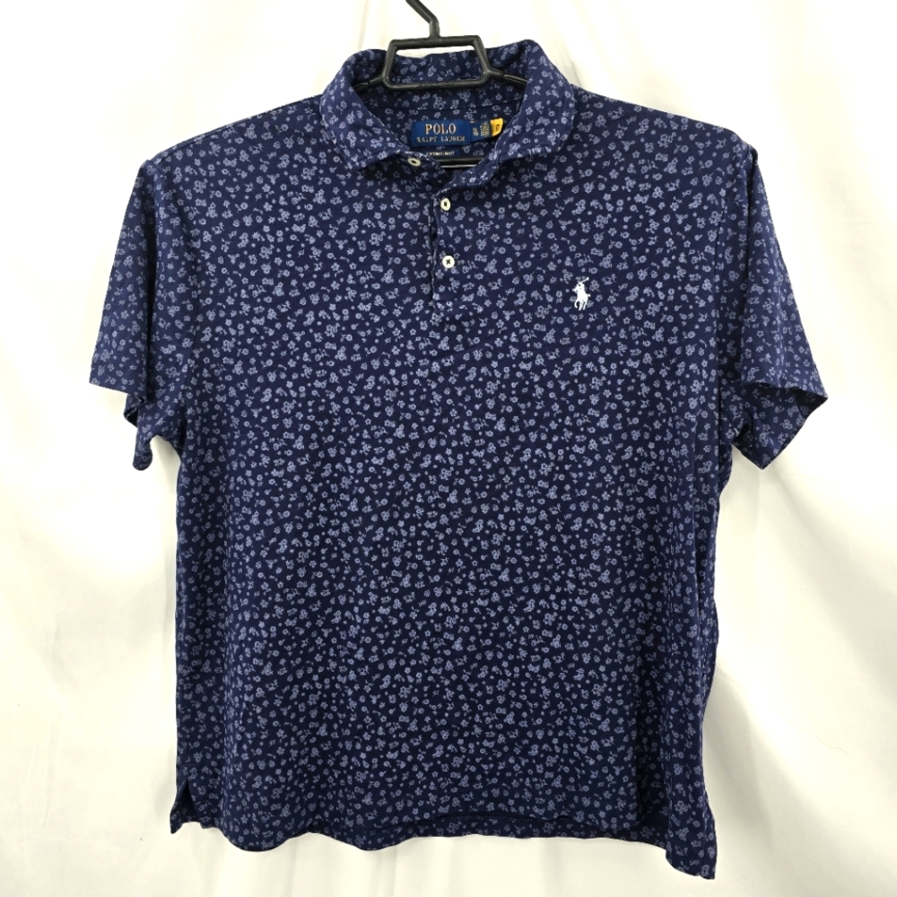 Polo Ralph Lauren Men's Size XL Blue White Floral All Over Print Slim Fit Cotton - Picture 2 of 9